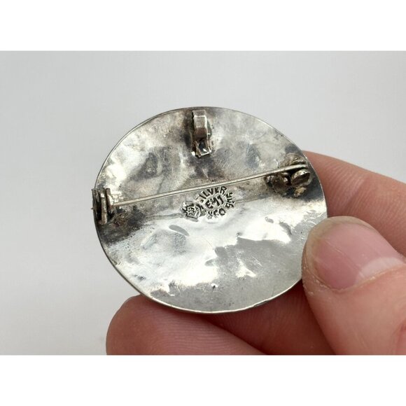 Taxco Sterling Silver Abalone Mexican Round Abstract Vintage Brooch Pendant - Picture 8 of 10